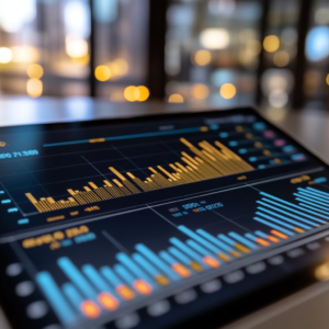 Portfolio chart illustrating asset allocation and performance trends with clear data markers.