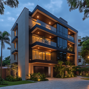 Featured image showcasing modern real estate investment with sleek architecture and growth icons.
