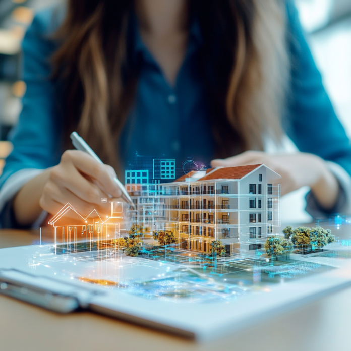 Featured image for a beginner's guide to real estate investment featuring a confident investor with architectural elements.